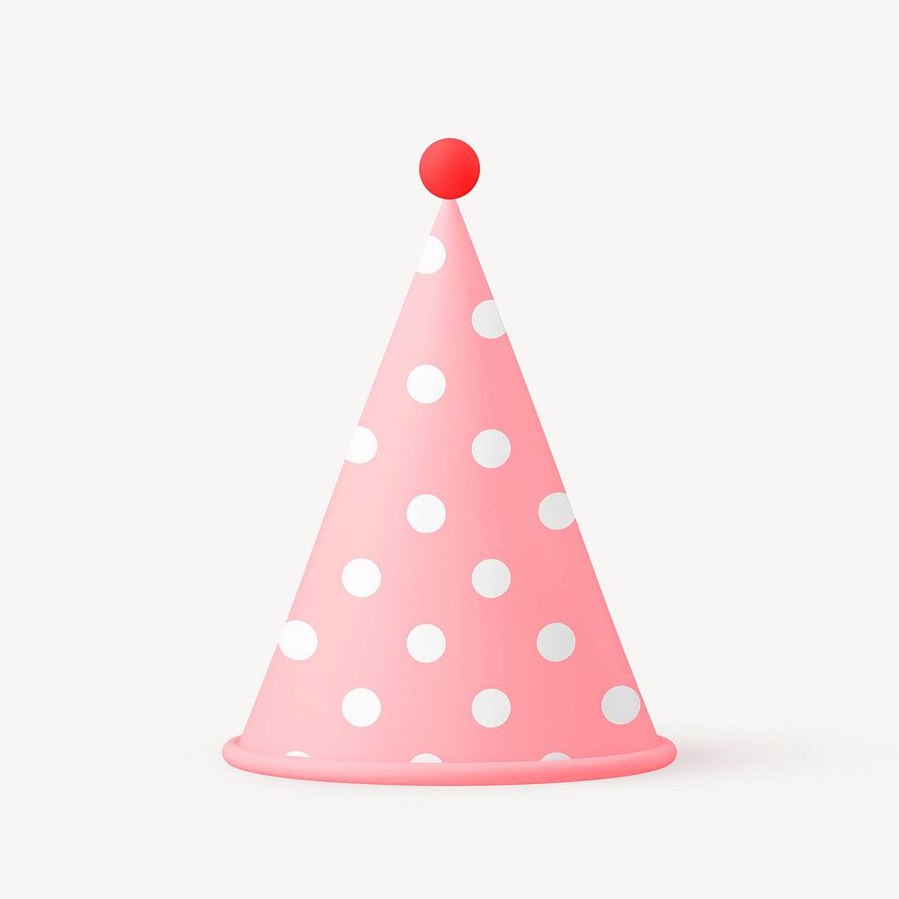 Party hat clipart, 3d birthday graphic