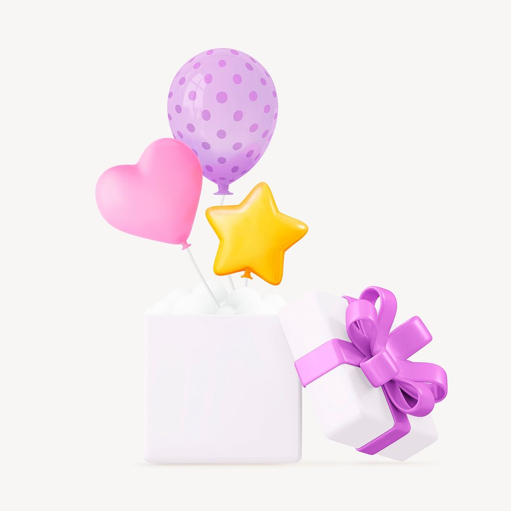 Gift box clipart, 3d birthday graphic