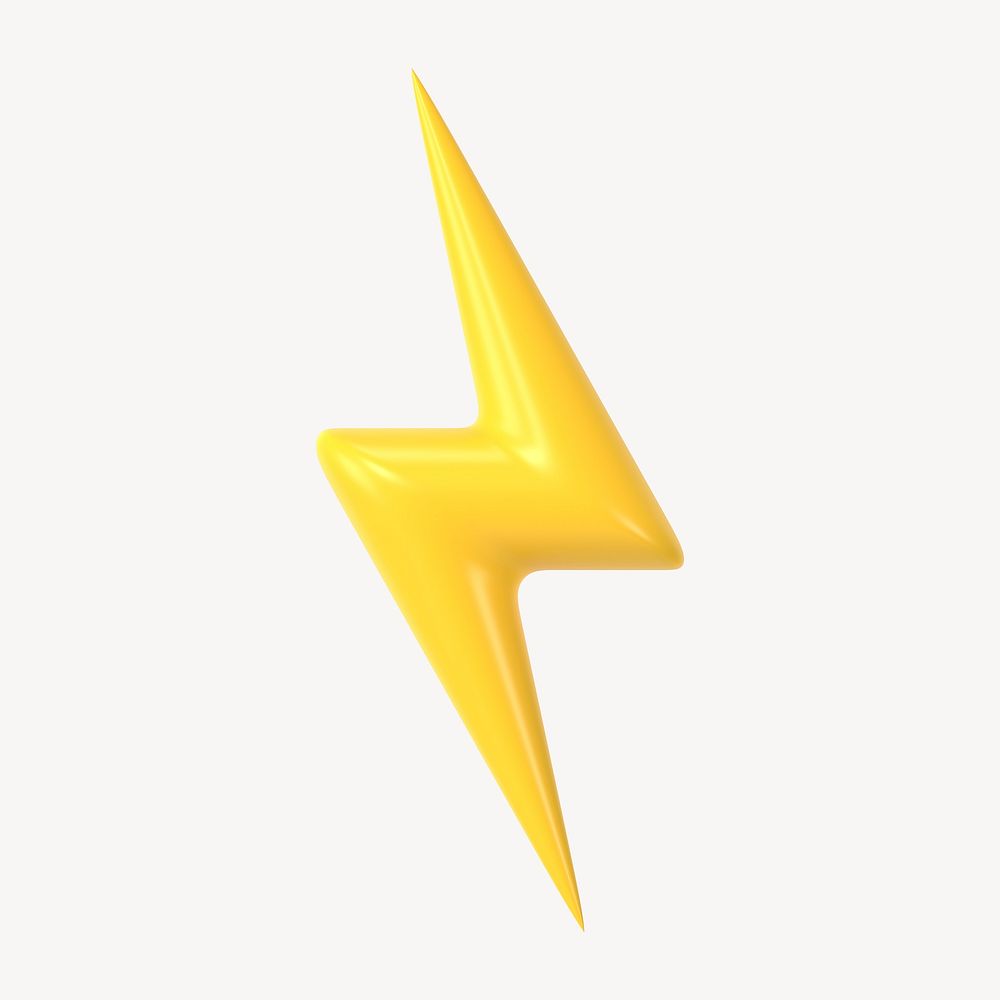 Lightning bolt clipart, cute 3d graphic