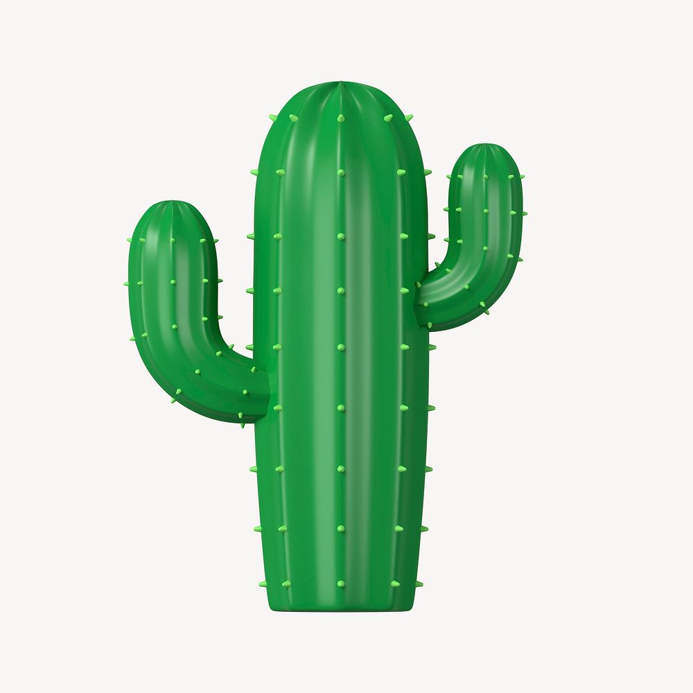 Cute cactus sticker, 3D desert plant illustration psd