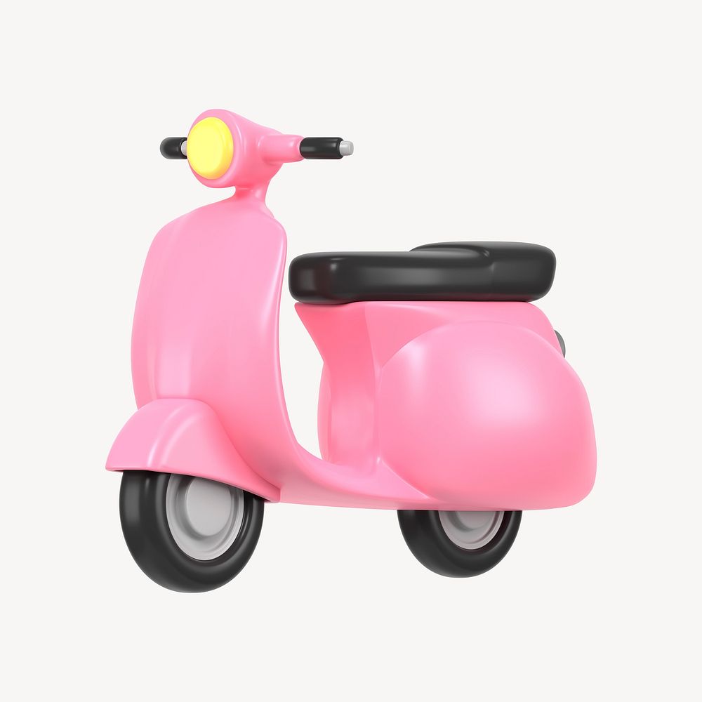 Pink motorcycle, 3D EV vehicle illustration