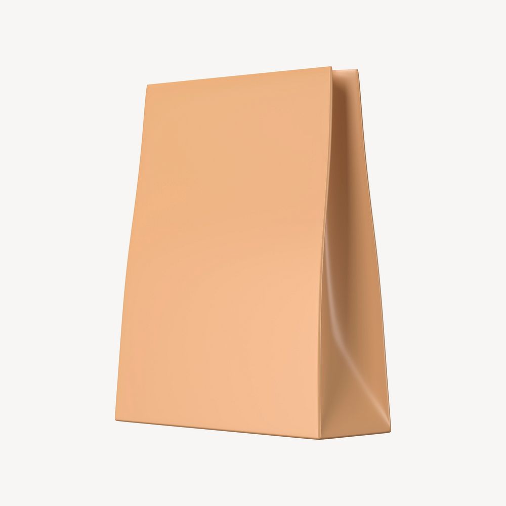 Paper grocery bag, 3D object illustration psd