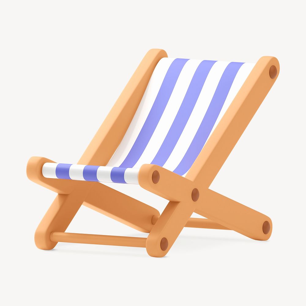 3D beach chair collage element, summer design psd