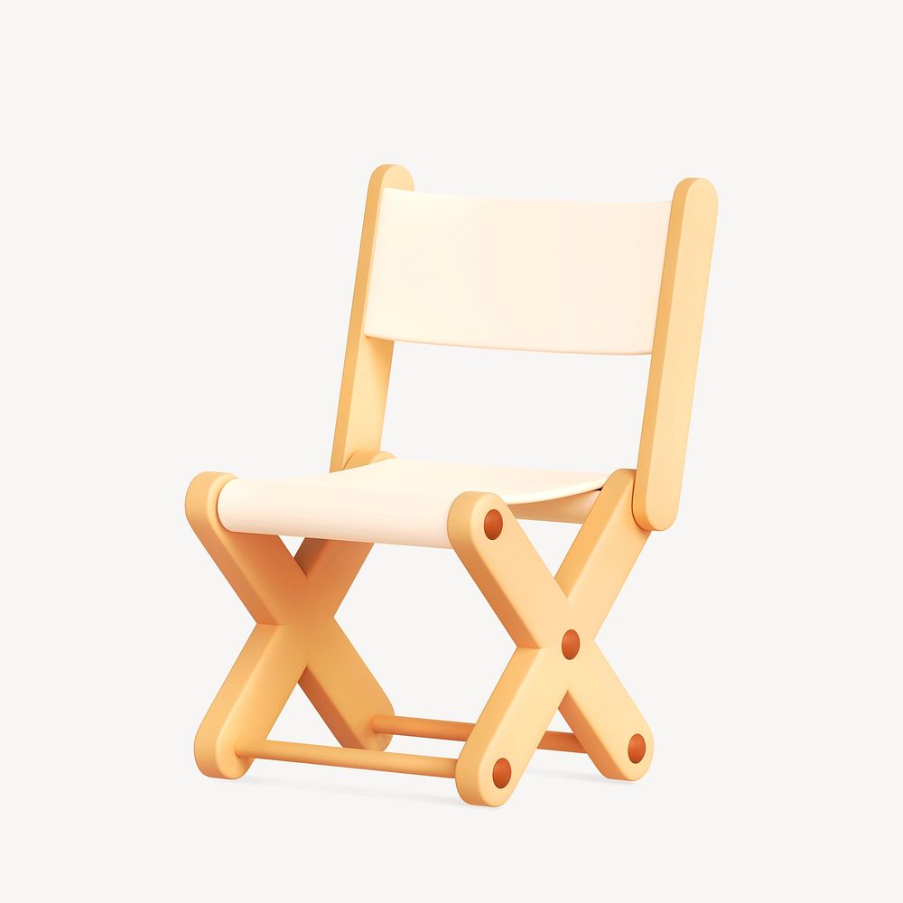 3D folding chair collage element, summer design psd