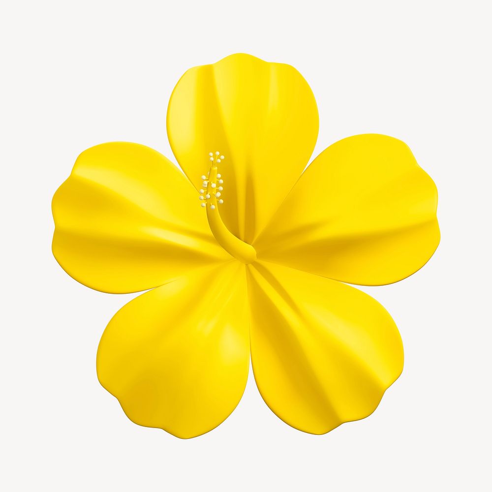 Yellow flower 3D collage element, botanical design psd