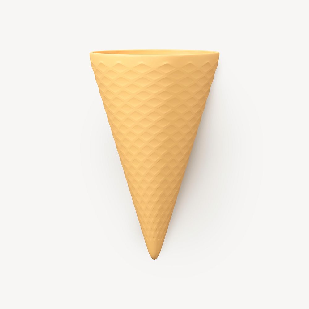 3D ice cream cone collage element, dessert design psd