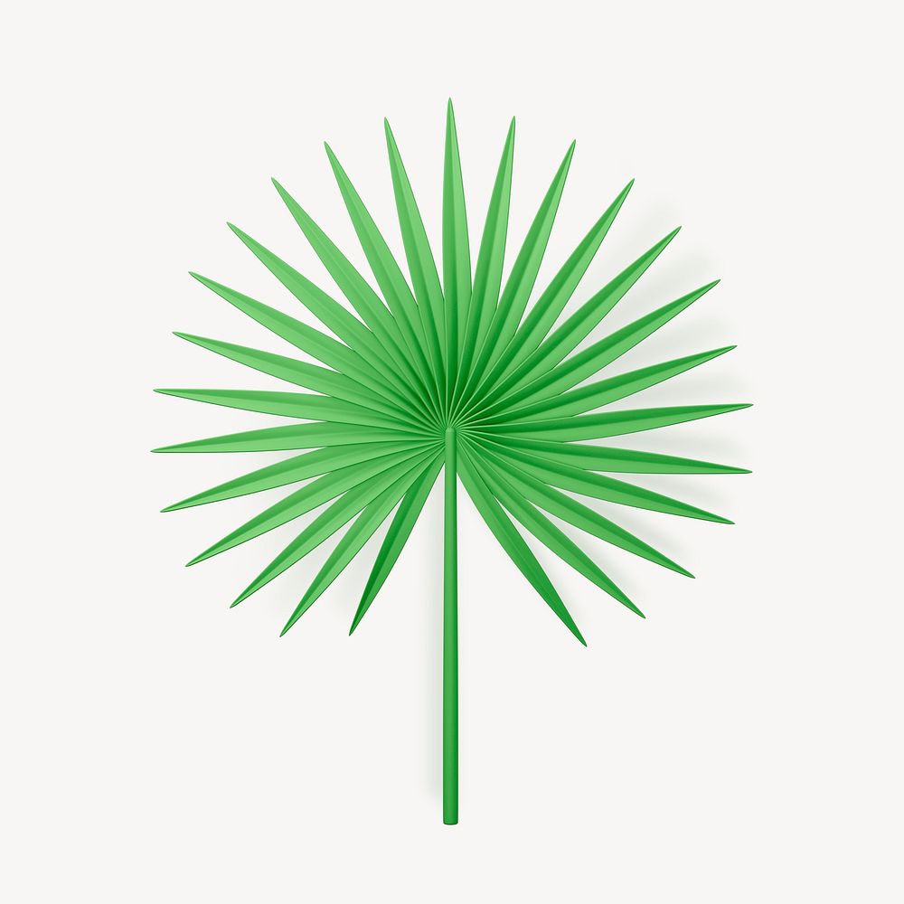 3D fan palm collage element, botanical design psd