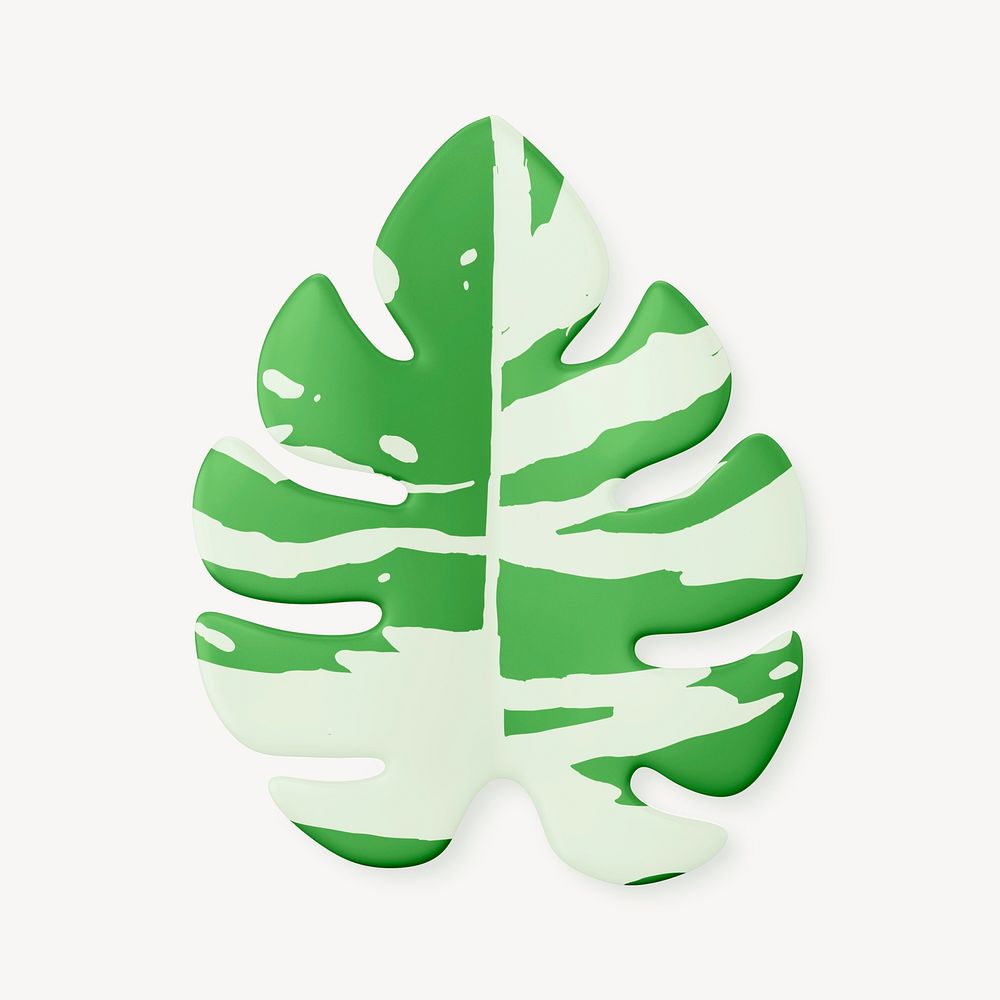 3D palm leaf collage element, botanical design psd