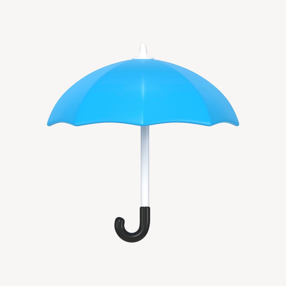 3D blue umbrella collage element, protection design psd