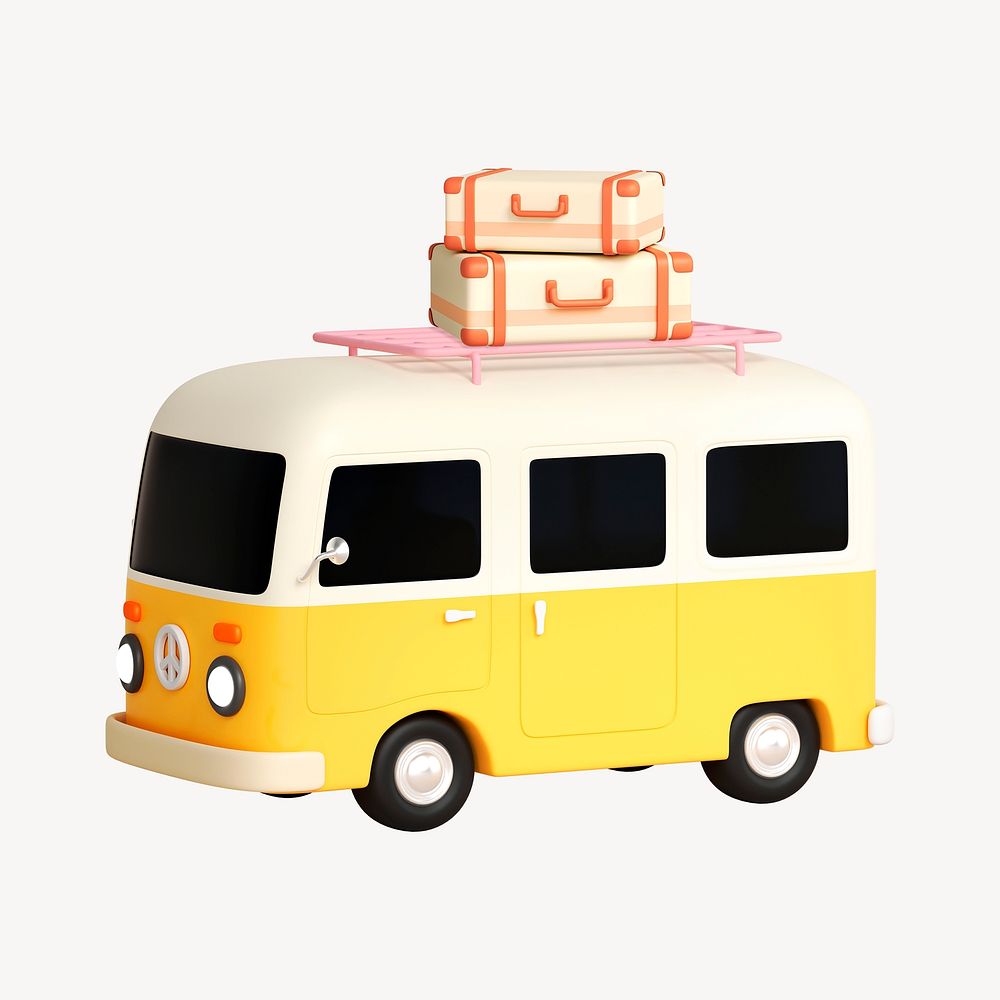 3D van collage element, transport design psd