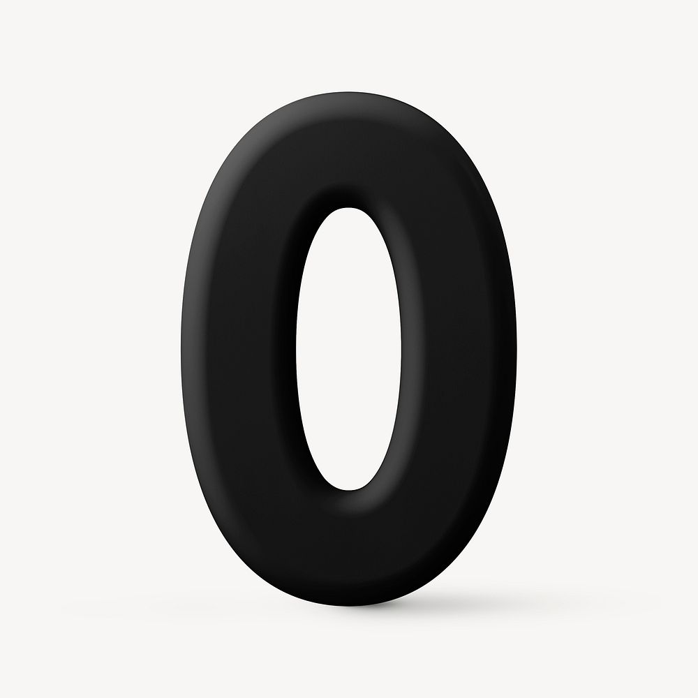 0 number sticker, 3D rendering in black psd