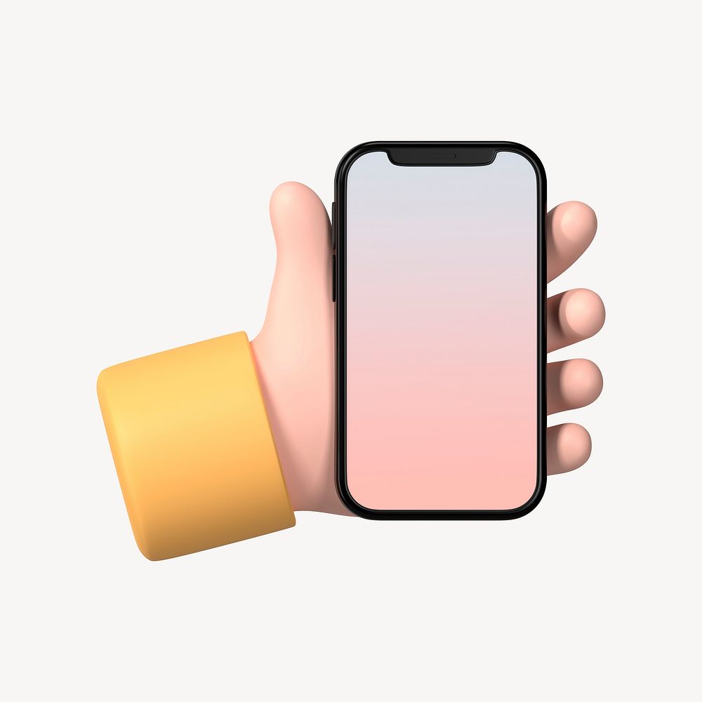 Hand holding phone, gradient screen with design space