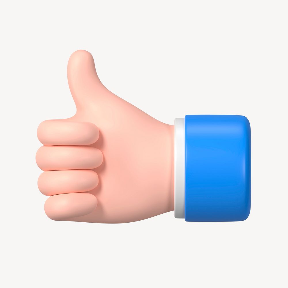 Thumbs up, 3D clipart, like impression on social media psd