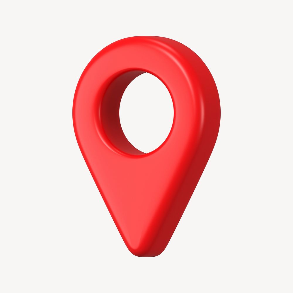 3D location pin clipart, map symbol