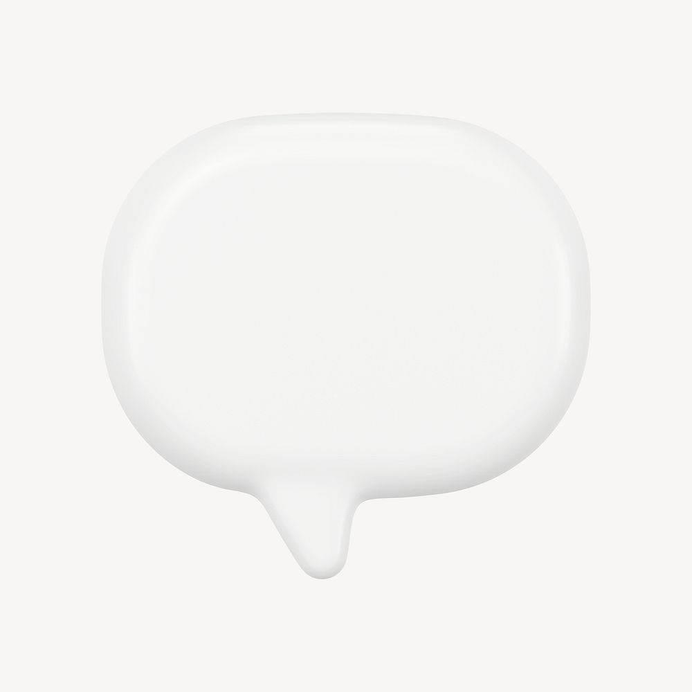 White speech bubble sticker, 3D shape, marketing graphic psd