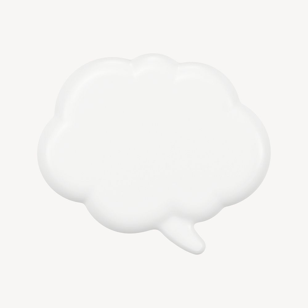 White speech bubble sticker, 3D shape, marketing graphic psd