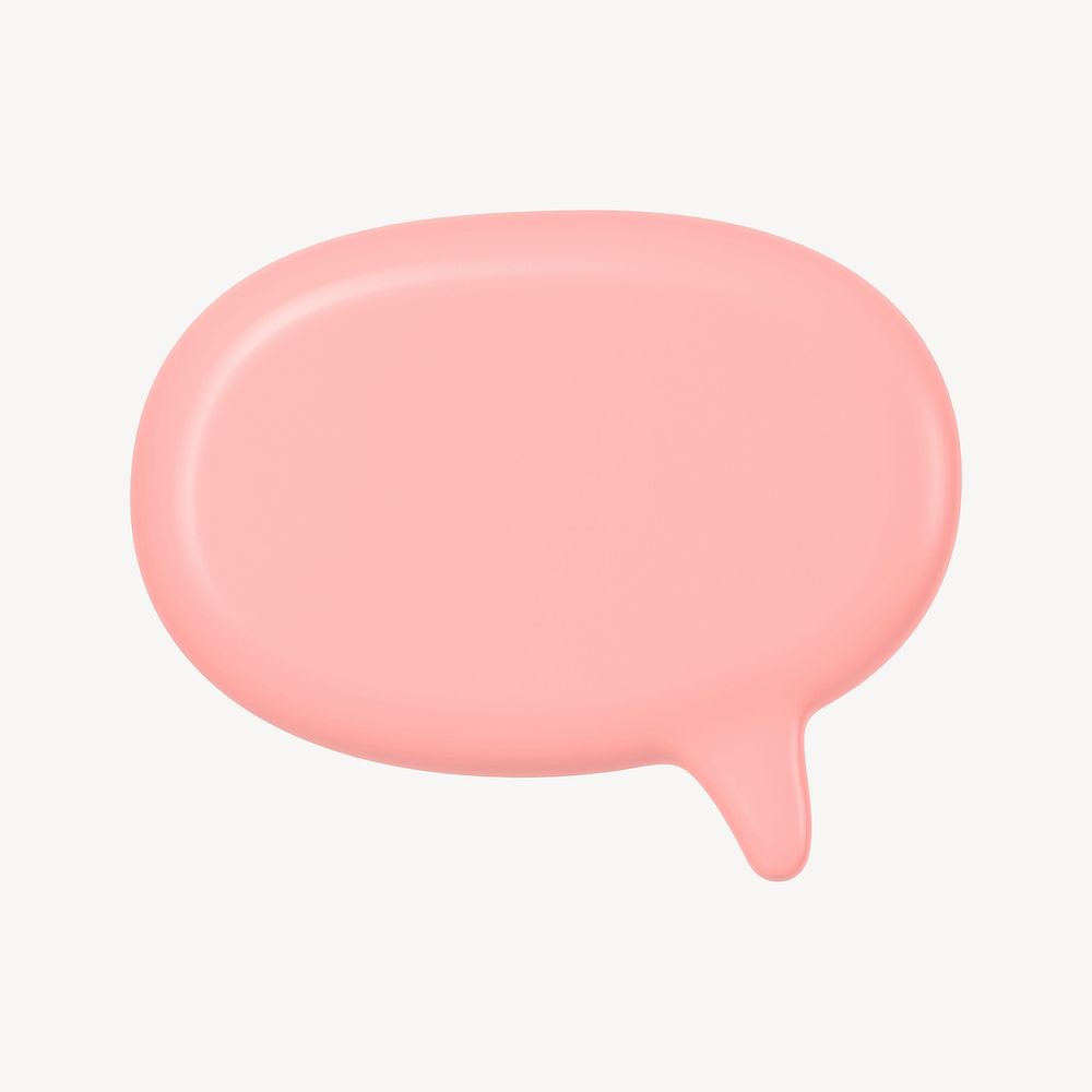 Pink speech bubble sticker, 3D shape, marketing graphic psd