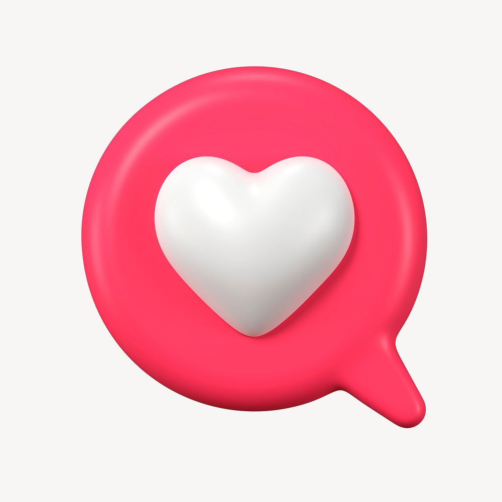 3D heart speech bubble, love impression on social media psd