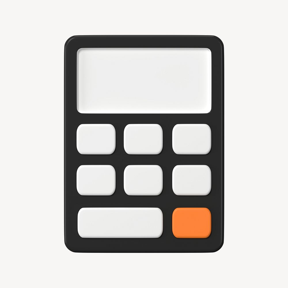 Black calculator clipart, 3D mathematics symbol psd