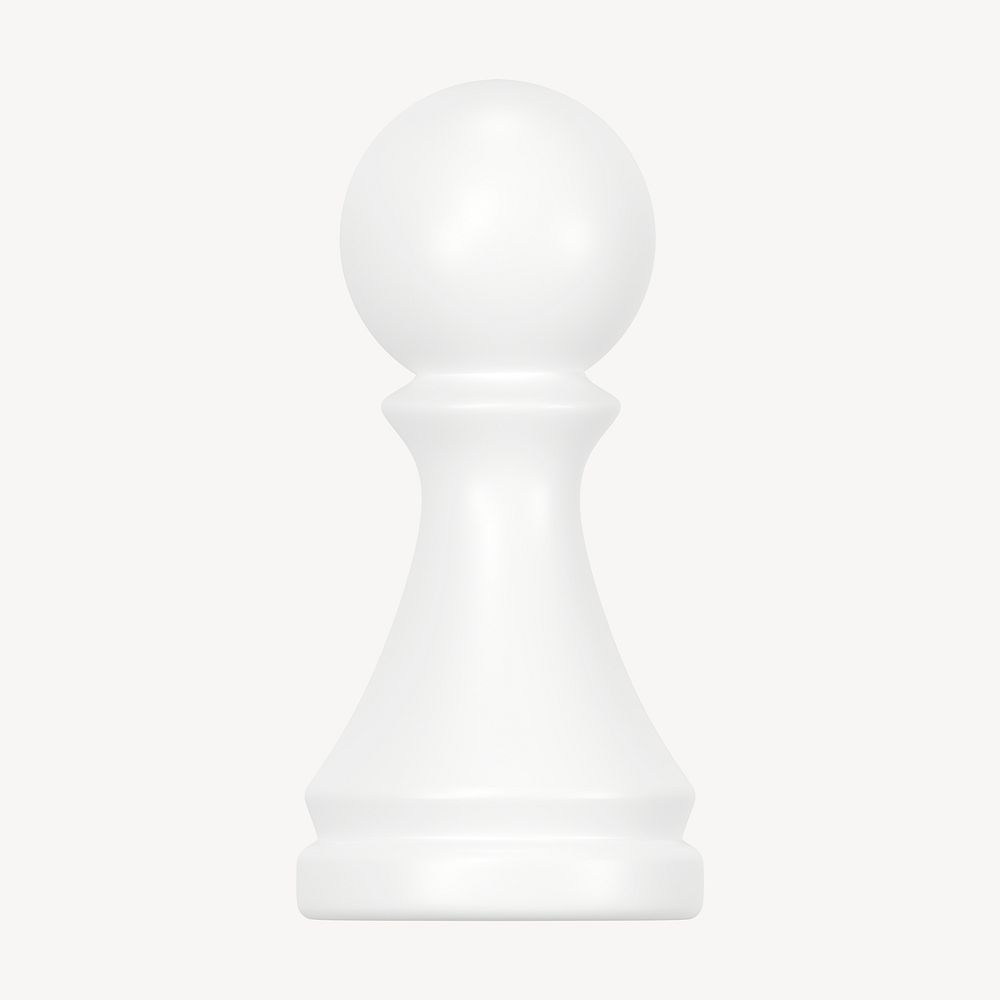 Pawn chess piece clipart, 3D black graphic psd