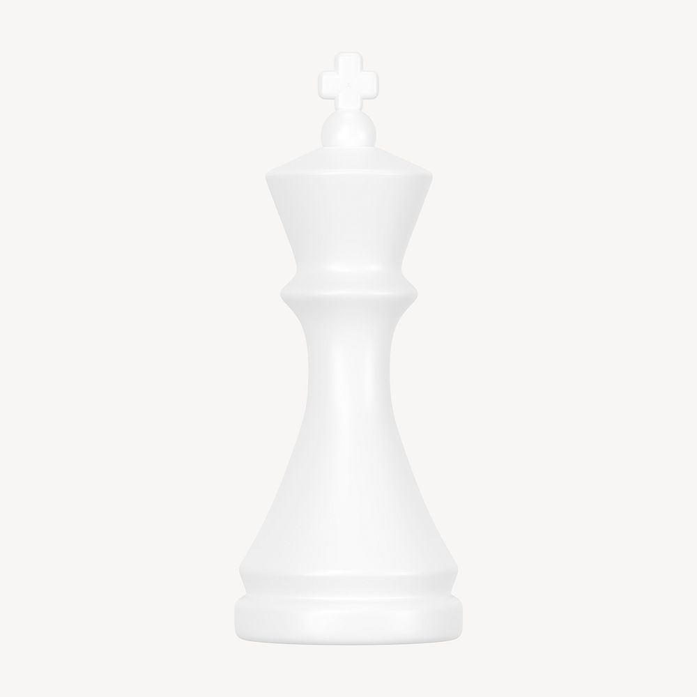 King chess piece clipart, 3D white graphic