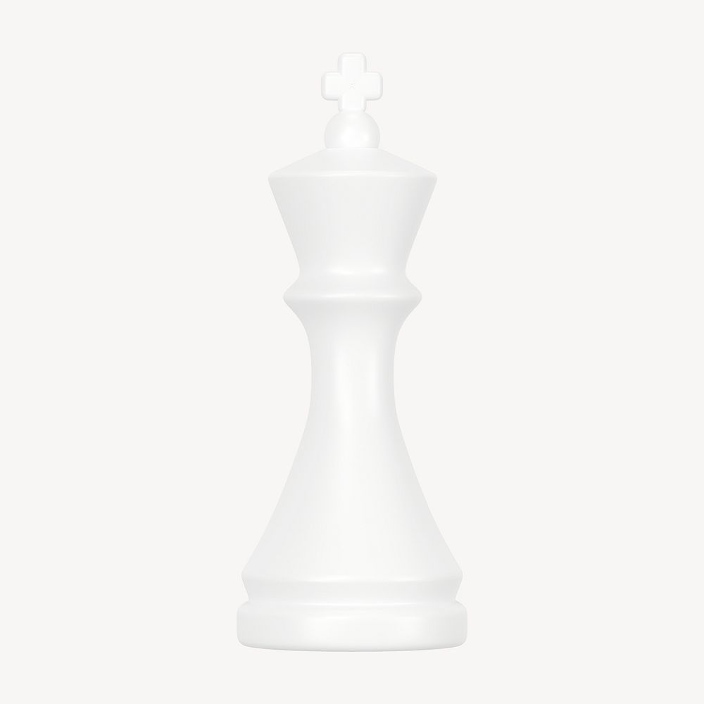 King chess piece clipart, 3D white graphic psd