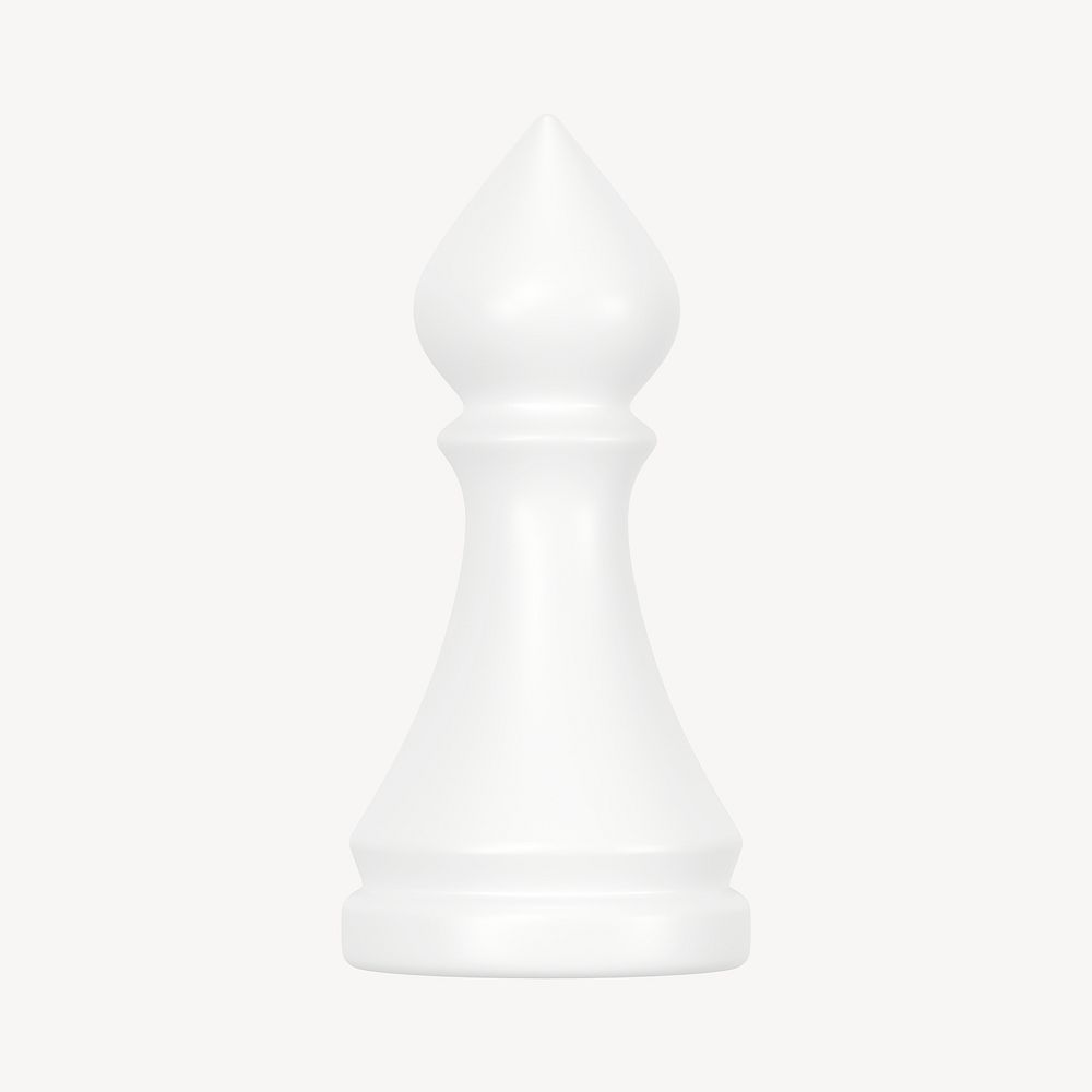 Bishop chess piece clipart, 3D white graphic psd