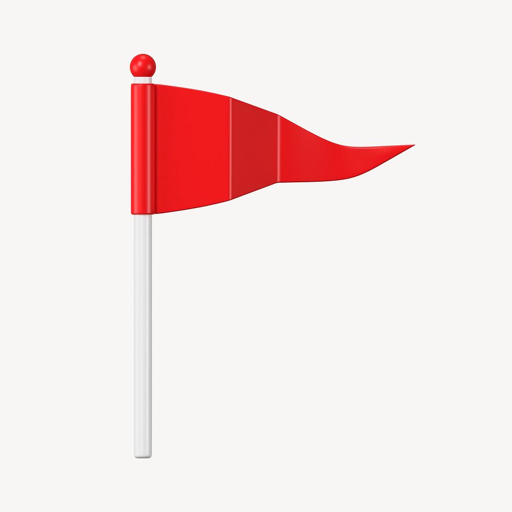 Red flag clipart, 3D warning symbol