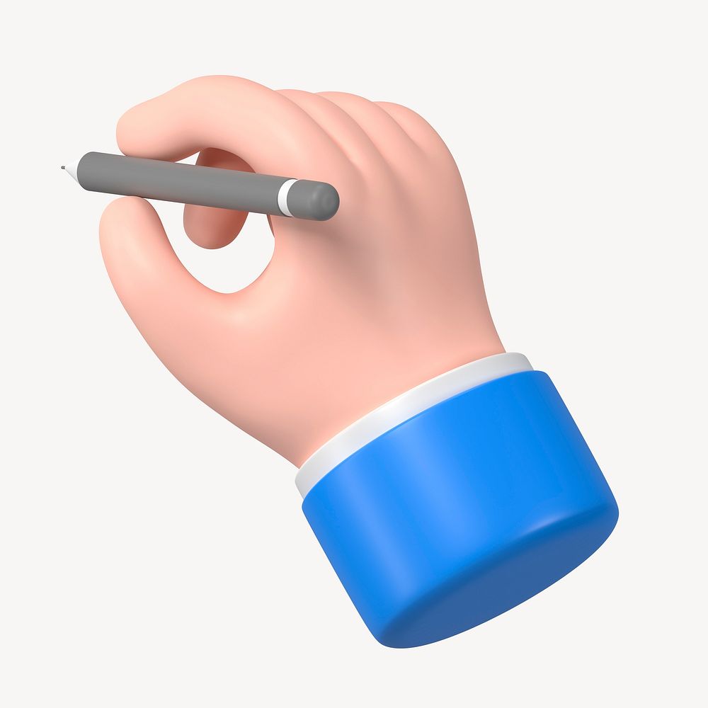 Hand holding stylus clipart, business deal, 3D illustration