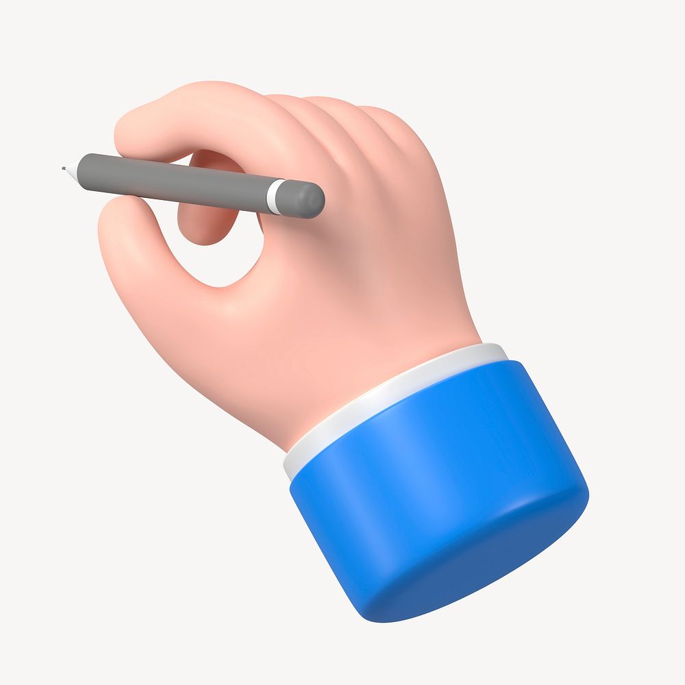 Hand holding stylus clipart, business deal, 3D illustration psd
