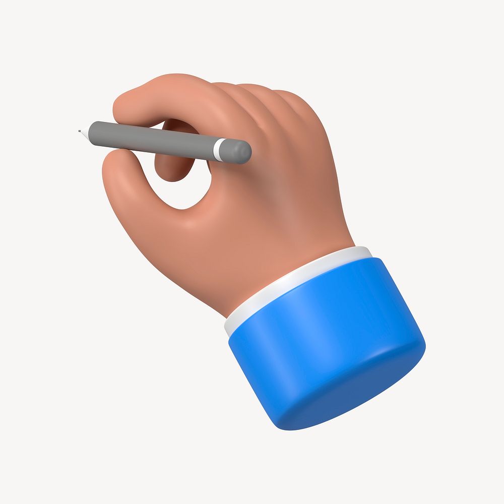 Businessman's hand holding pencil, 3D illustration psd