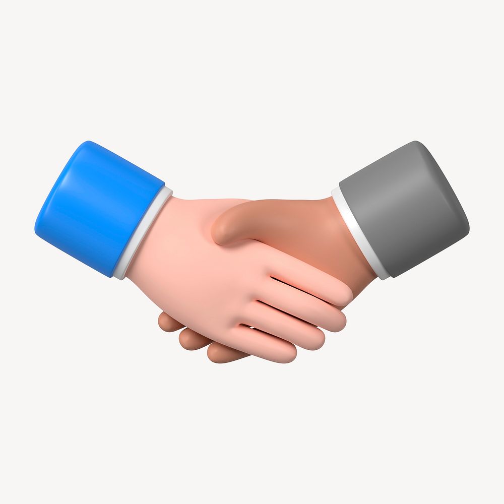 3D handshake clipart, business partnership graphic 