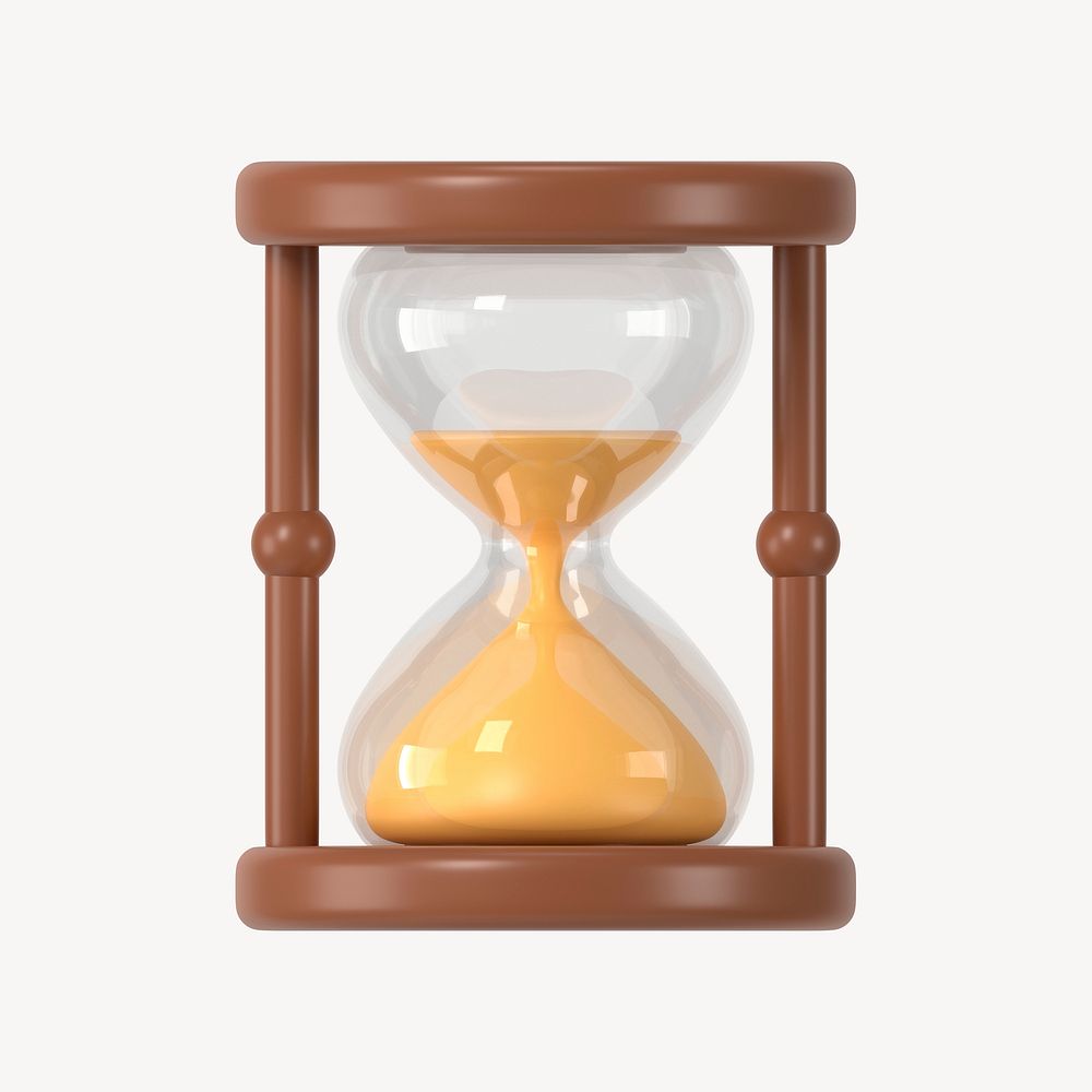 3D hourglass clipart, time management concept psd