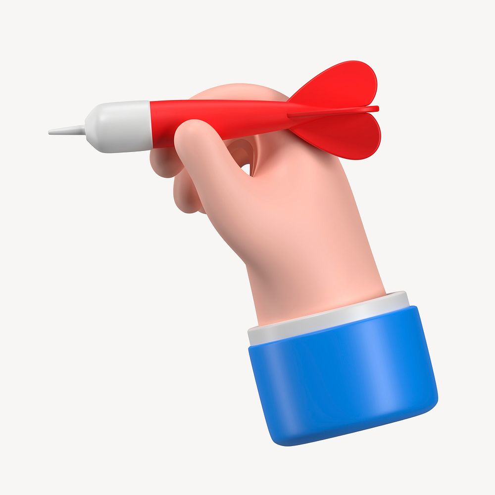 Hand holding dart, 3D sticker, business goal graphic psd