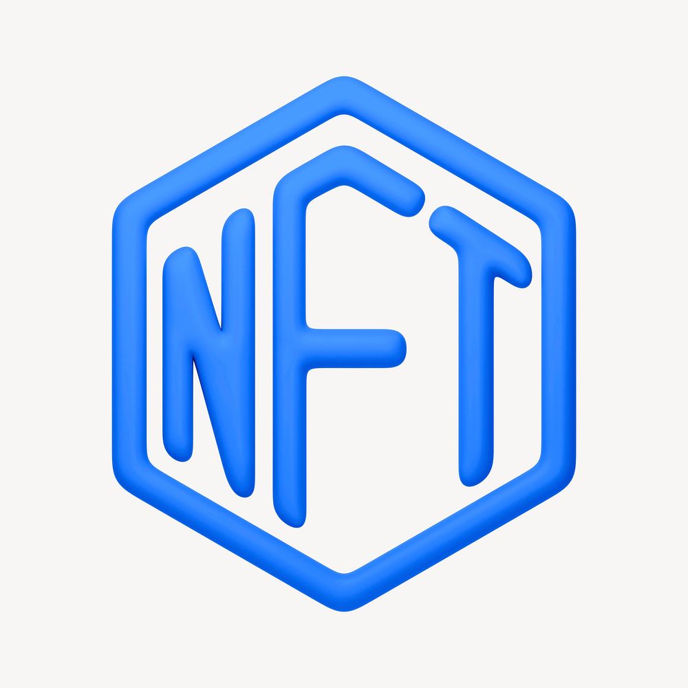 NFT blockchain icon, 3D rendering illustration