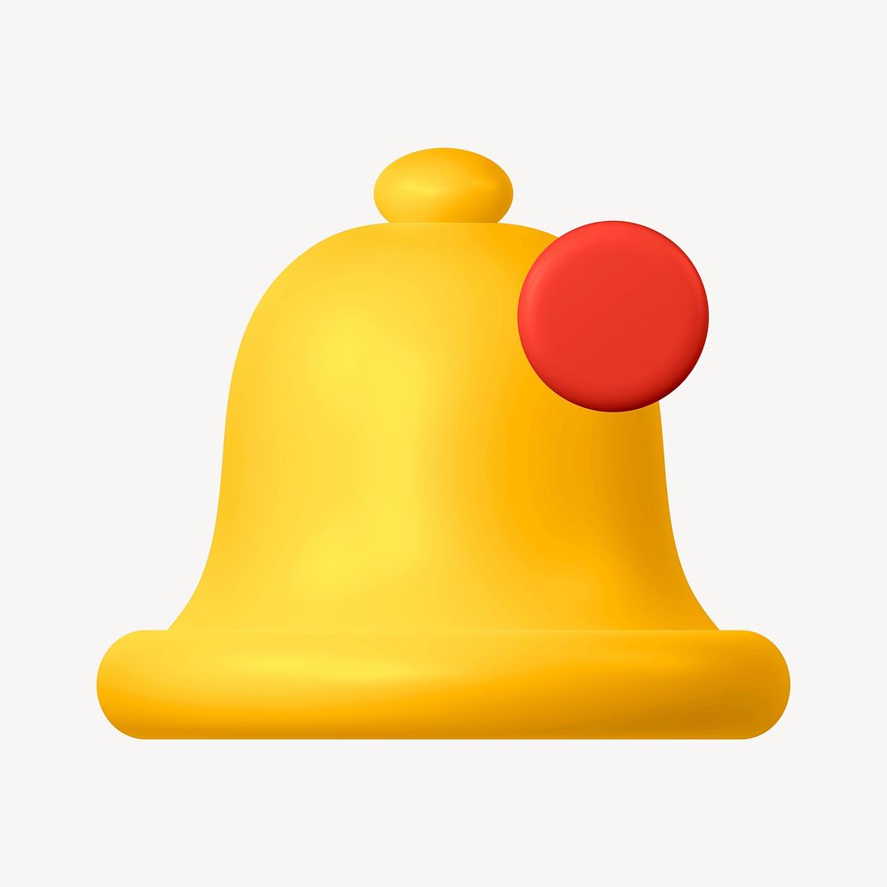 Bell, notification 3D icon sticker psd
