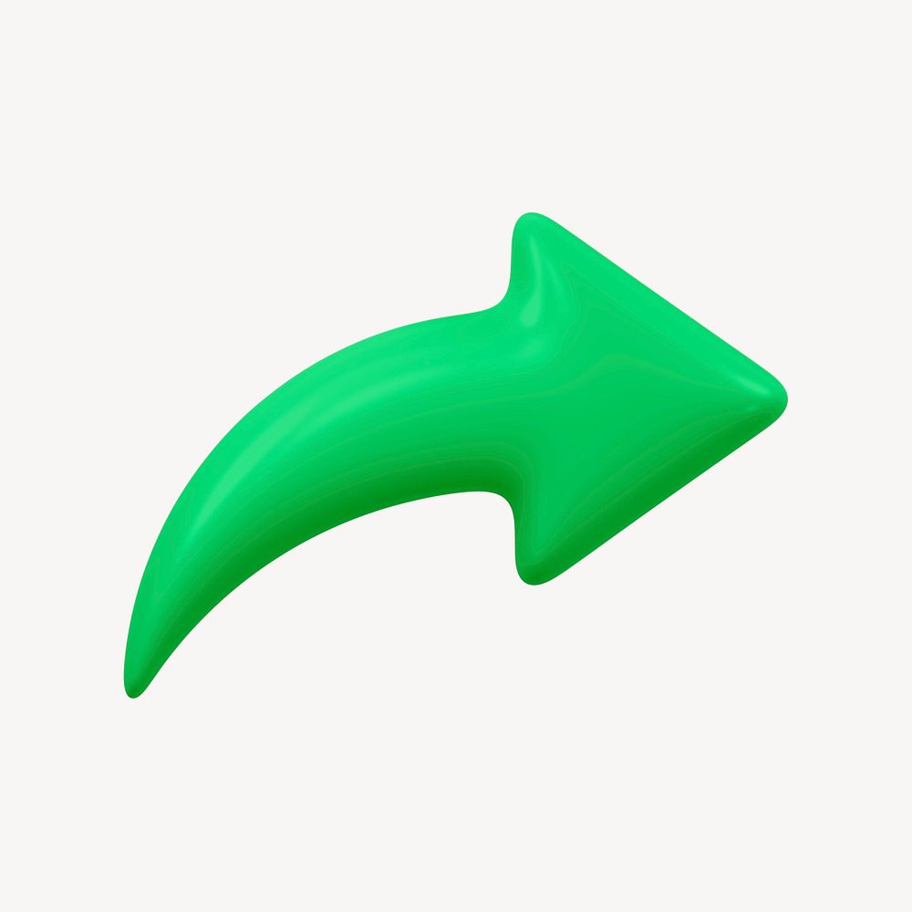 Green arrow, business 3D icon sticker psd