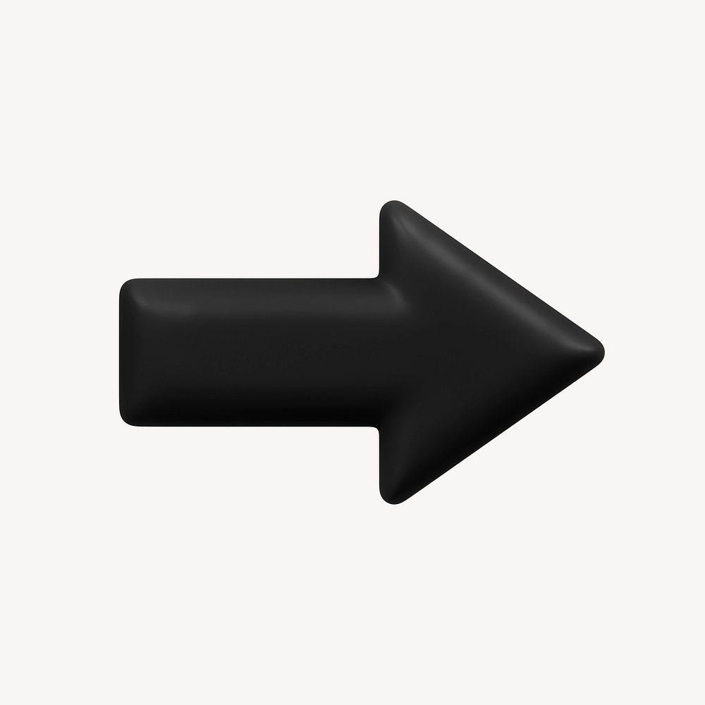 Black arrow, business 3D icon sticker psd