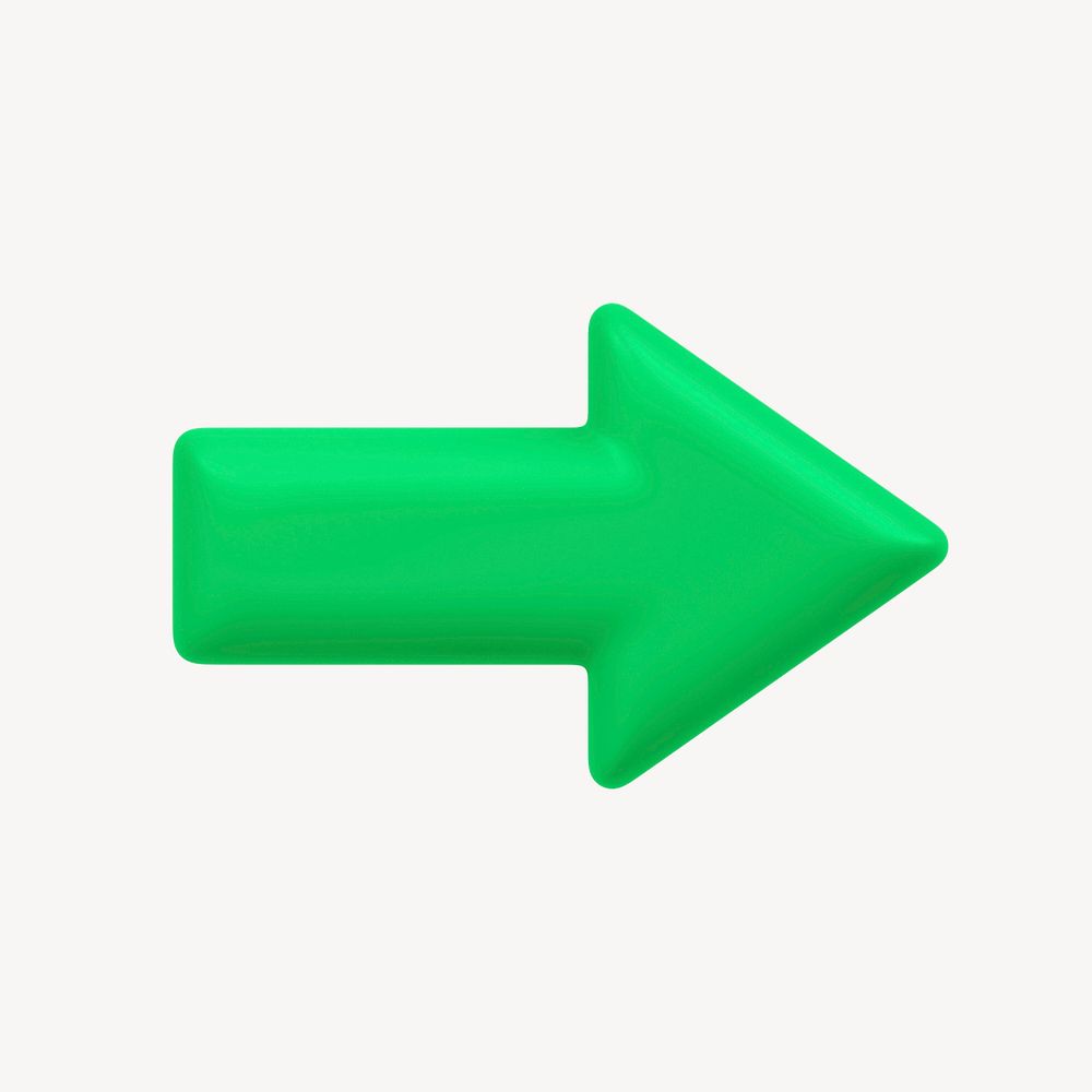 Green arrow, business 3D icon sticker psd
