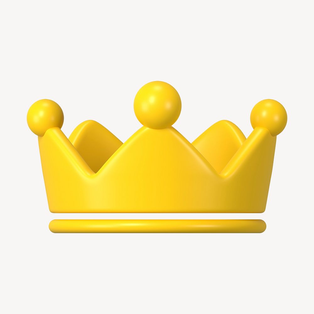 Gold crown ranking icon, 3D rendering illustration