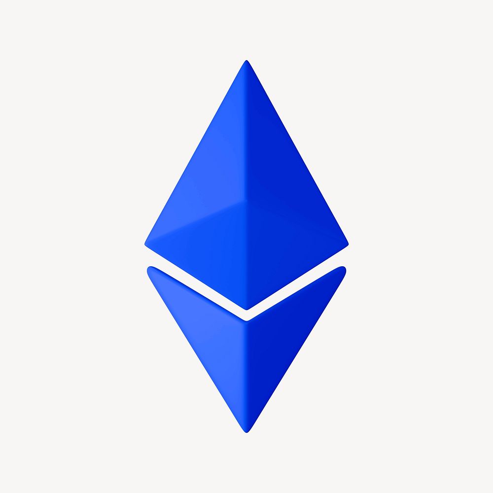 Ethereum blockchain, blue 3D icon sticker psd