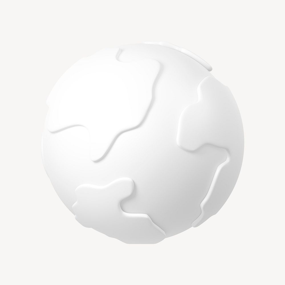 White globe, environment 3D icon sticker psd