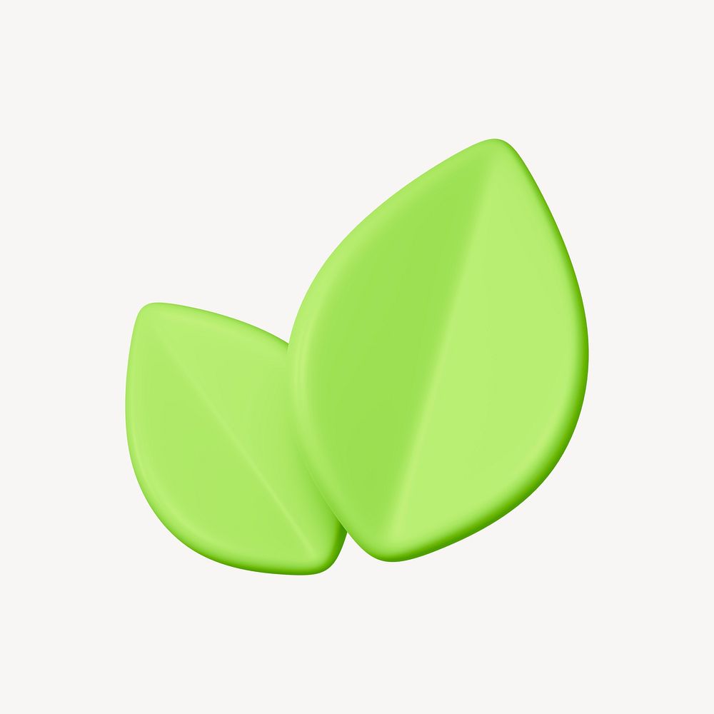 Matcha leaf, environment 3D icon sticker psd