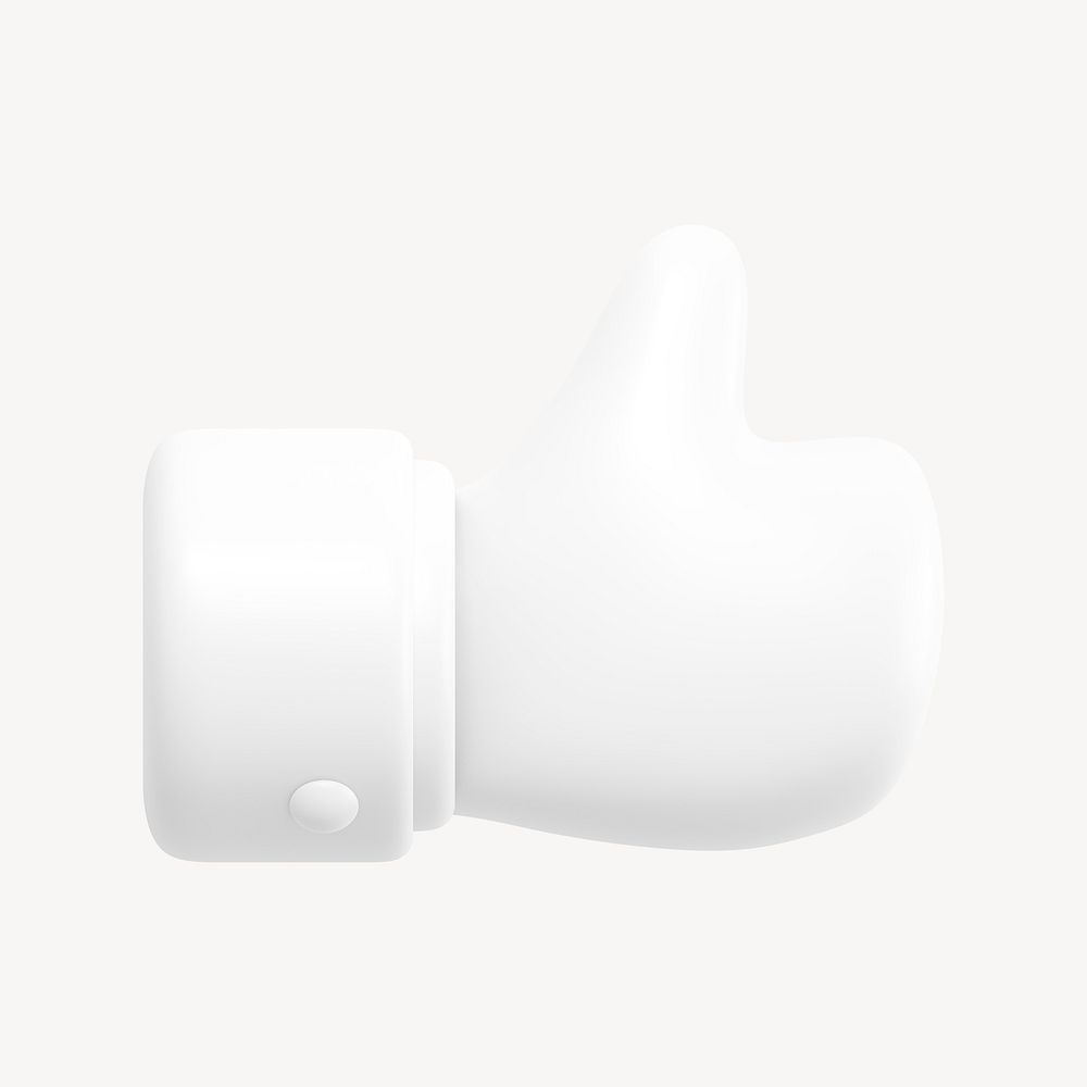 White thumbs up 3D icon sticker psd