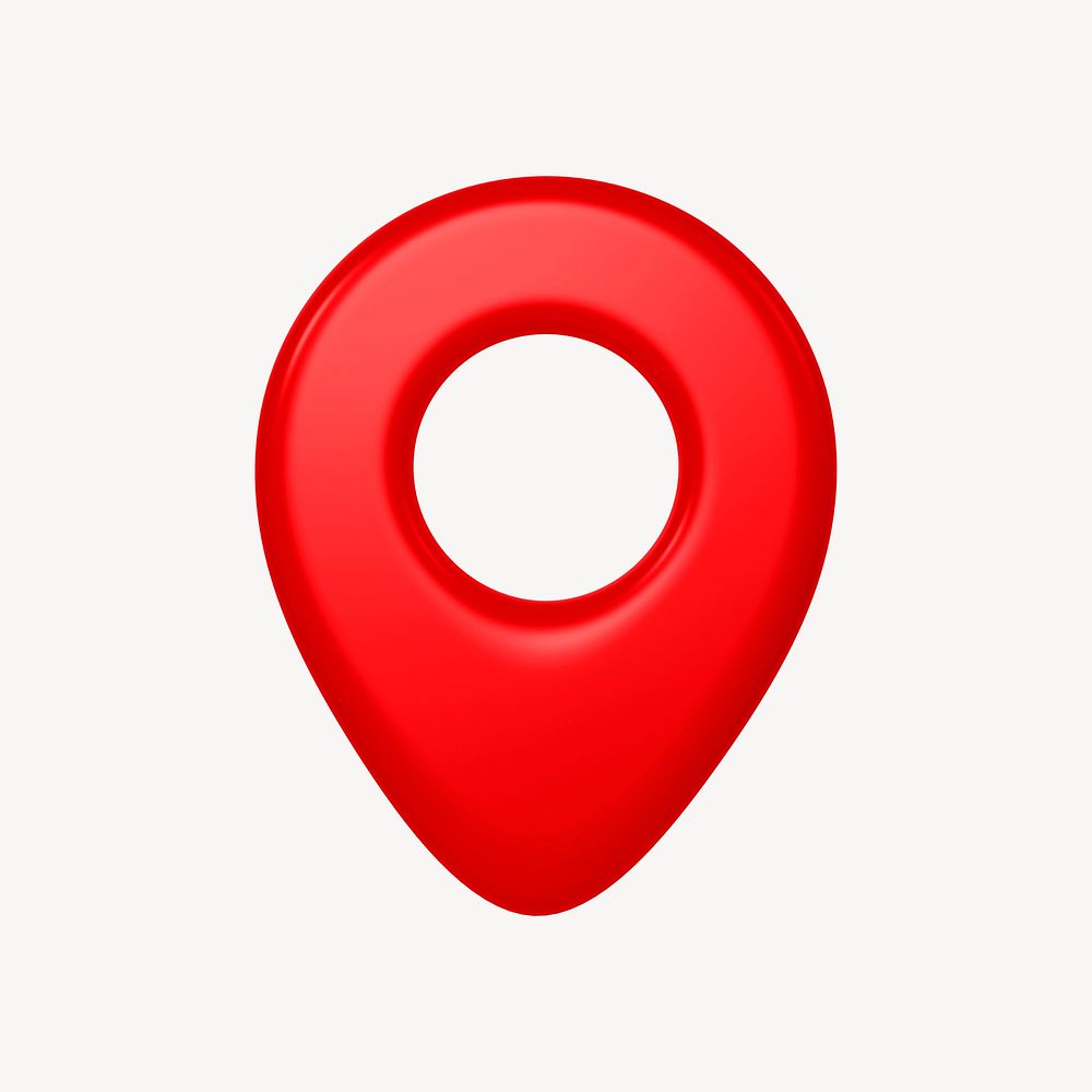 Red location pin 3D icon sticker psd