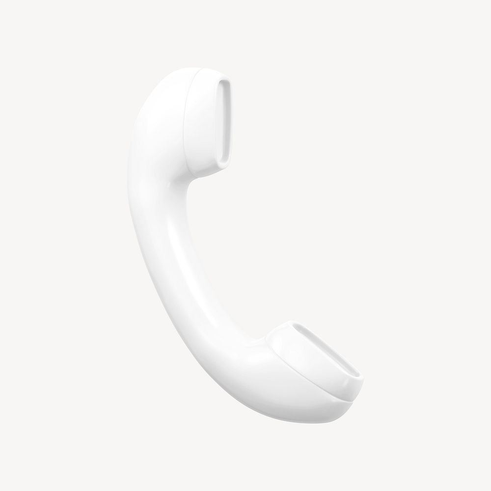 White telephone, contact icon, 3D rendering illustration