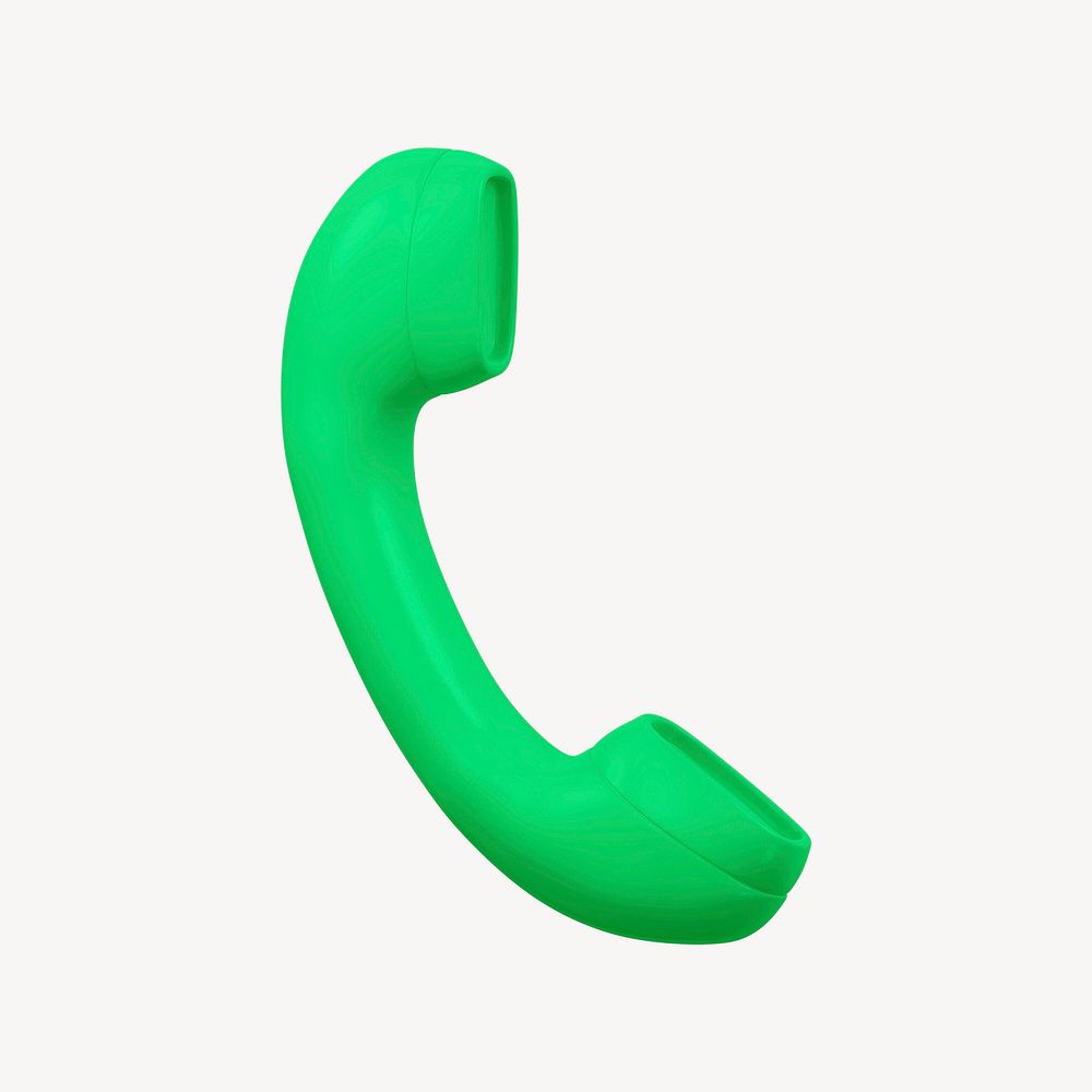 Green telephone, contact icon, 3D rendering illustration