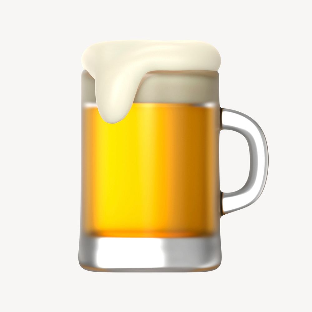Beer glass icon, 3D rendering illustration psd
