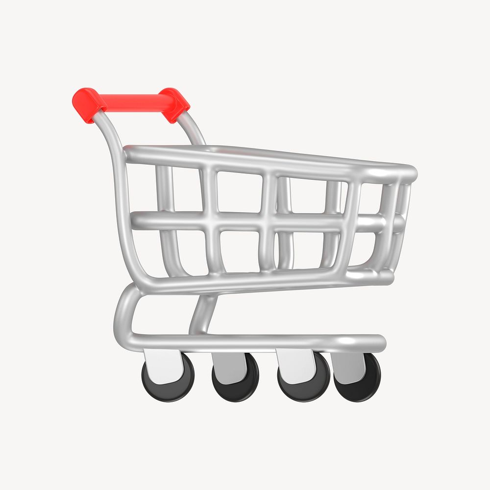 Shopping cart icon, 3D rendering illustration psd