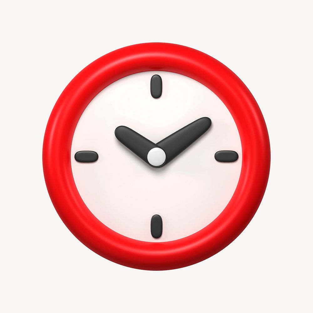 Clock icon, 3D rendering illustration